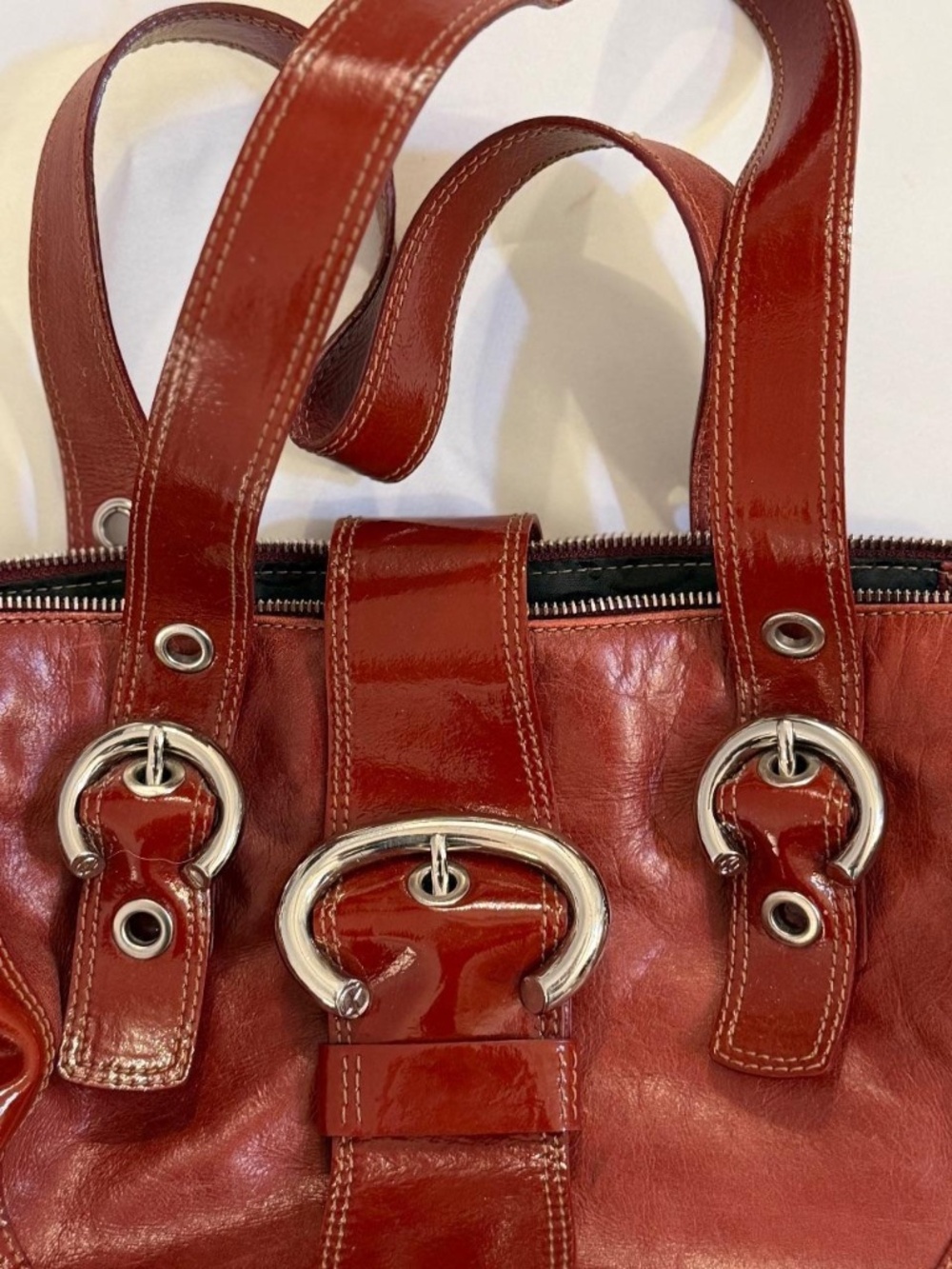 Vintage Francesco Biasia burgundy hobo shoulder bag - Picture 2 of 8